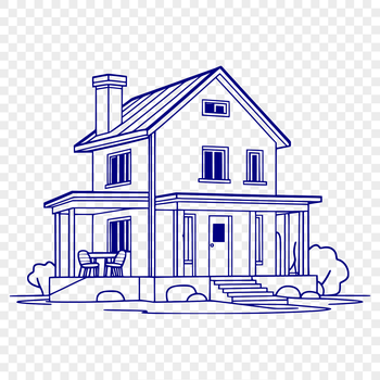 Simple 2D vector illustration of a house, suitable for various designs and projects.