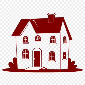 A simple 2D house icon with clean lines and basic architectural features.
