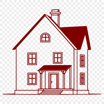 A detailed illustration of a simple residential building with clean lines and minimalist design.