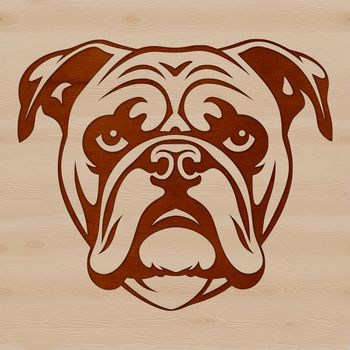 A detailed illustration of a Bulldog's head from the side view, suitable for graphic design and digital crafting.