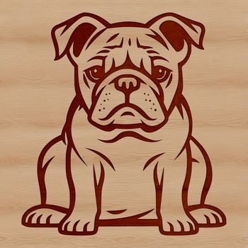 A sitting bulldog animal illustration designed as vector art.