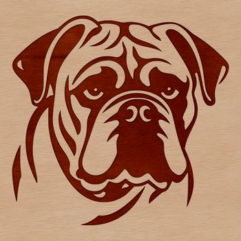 An outline vector drawing of a bulldog's facial features.