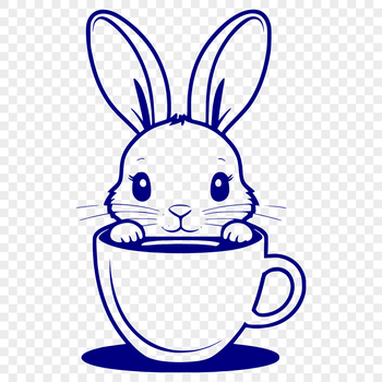 A cartoon rabbit peeking out from behind a colorful background.