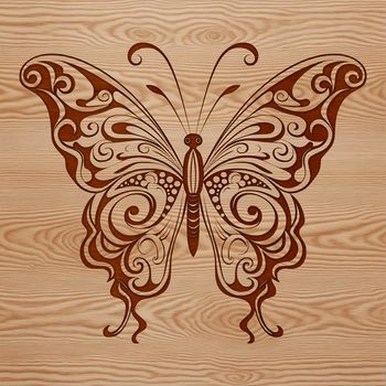 An ornate illustration of a butterfly, ideal for crafting, gardening, or digital art.