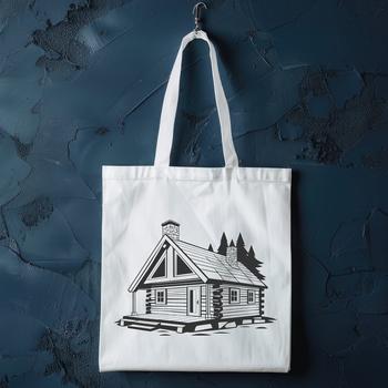 A 2D illustration of a small wooden cabin in a rural setting.