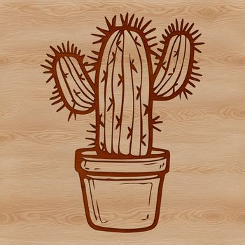 An isolated graphic representation of a desert cactus, ideal for use in gardening or nature-themed projects.