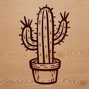 An ornamental vector graphic of a cactus for various design uses.
