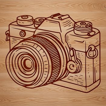 Vector illustration of a camera, suitable for graphic design projects.