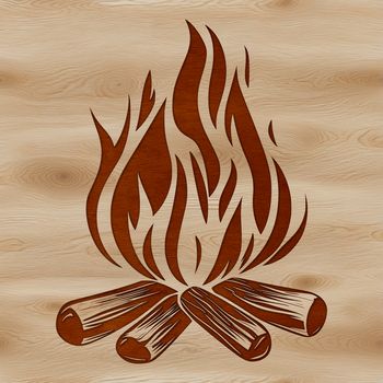 A vector illustration of flames rising from a camp fire in the great outdoors.