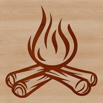 A illustration of a camp fire with flames burning, suitable for outdoor activities.