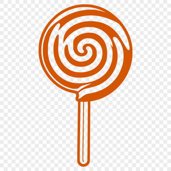 A colorful illustration of a classic lollipop with a stick.