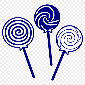A simple vector graphic design of a lollipop candy stick in various colors.