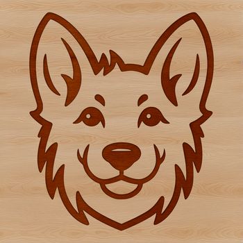 A simple line drawing of a German Shepherd dog's head, suitable for clip art use.