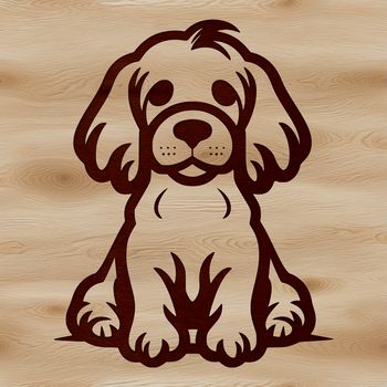 A Cocker Spaniel sitting on a background, illustrated as a vector graphic.
