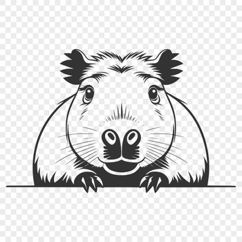 A rodent animal peeking from behind foliage, rendered in vector art.
