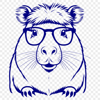 Illustration of a capybara wearing glasses in a vector format.