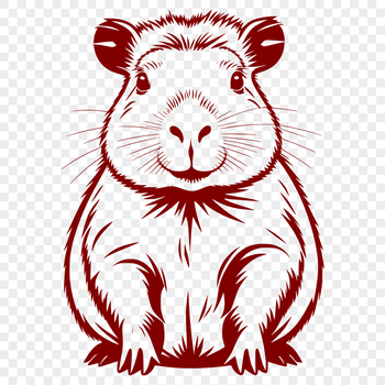 A detailed vector graphic design featuring a capybara in a naturalistic style.