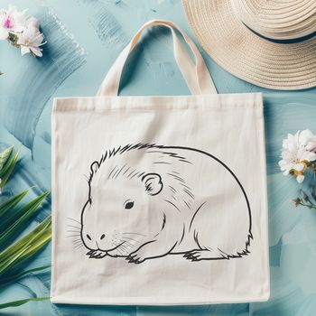 A South American rodent, the capybara is depicted in a relaxed pose.