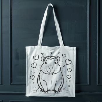 A digital illustration of a capybara with love hearts surrounding its body.