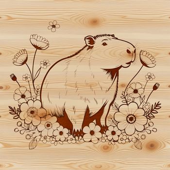 A digital illustration of a capybara in profile view.