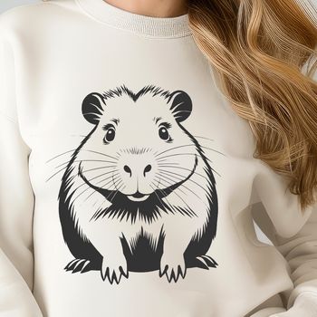 A close-up vector illustration of a capybara's face, a large rodent native to South America.