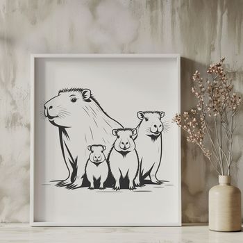 A vector graphic of a capybara, a semi-aquatic mammal and one of the largest rodents in the world.