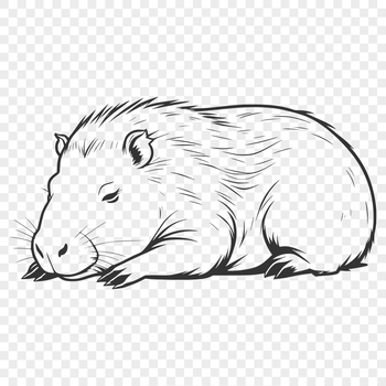 A large rodent with webbed feet and a stocky build, characteristic of the capybara species.
