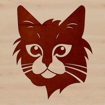 A stylized illustration of a cat's head, suitable for vector art design.
