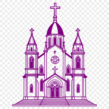 Illustrative representation of a traditional Catholic church architecture with detailed design elements.