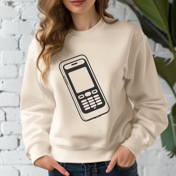 A detailed illustration of a modern mobile phone with sleek design features.