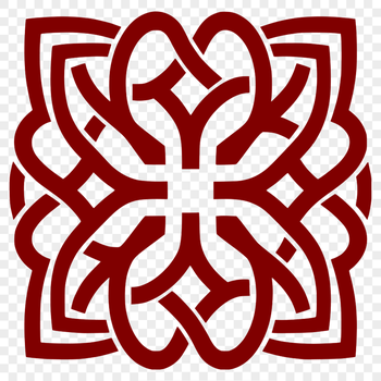 An intricate ornate Celtic shape with a pattern of interconnected lines and curves.