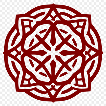 A intricately designed Celtic shape with ornate embellishments.