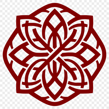 A traditional Celtic pattern featuring intricate shapes and embellishments in a symmetrical design.