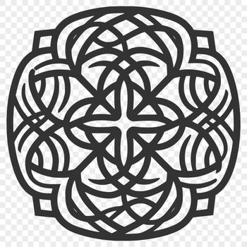 A stylized Celtic pattern featuring intricate ornamentation and shapes, suitable for various designs and crafts.