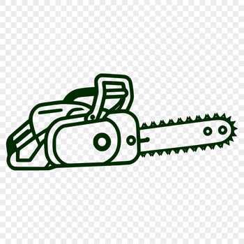 Illustrative representation of a chainsaw tool in vector format, suitable for digital design projects.