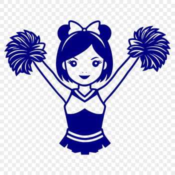 Young female athlete in a cheerleading uniform posing with pom-poms.