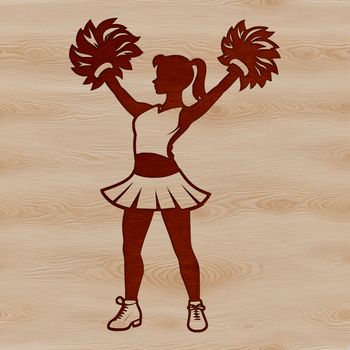 A young girl in a cheerleading uniform posing in a dynamic stance.