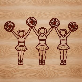 A young female athlete in a cheerleading uniform, posing confidently with pom-poms.
