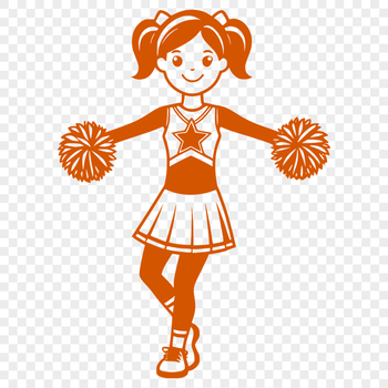 A young girl in a sporty outfit and pom-pom accessories posing with confidence.