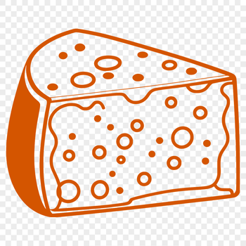 A high-resolution vector graphic of a wedge-shaped block of cheese with a detailed texture.