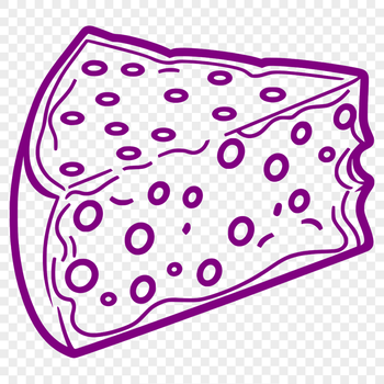A digital illustration of a wedge of cheese with a flat top and curved sides.