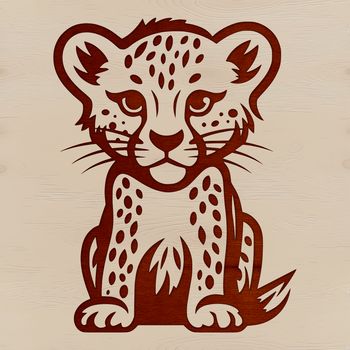 A whimsical illustration of a cheetah sitting in a relaxed pose.