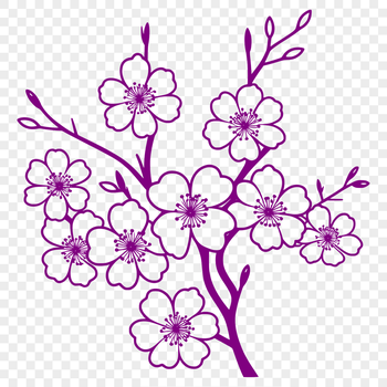 Vector graphic of a single sakura blossom with delicate petals and stem.
