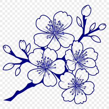 Illustrative representation of a blooming cherry blossom flower in vector format.