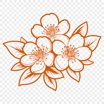 A stylized illustration of a cherry blossom flower in full bloom, suitable for digital design and craft projects.