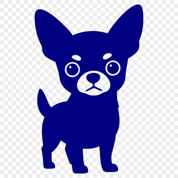 An SVG image featuring a silhouette of a Chihuahua in a simple design format.