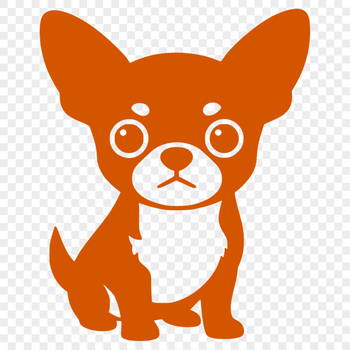 A small breed dog with a compact body and large head, depicted in a simple silhouette style.