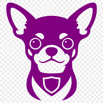 Silhouette graphic of a Chihuahua in digital design style.