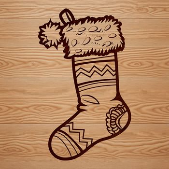 A festive holiday stocking with a simple design, suitable for digital crafting and cutting.