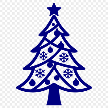 A stylized illustration of a festive Christmas tree.